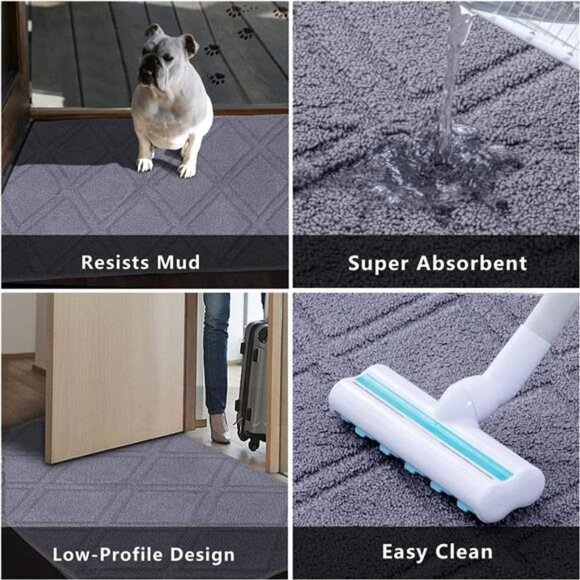 Indoor Doormat Front Door Mat Non Slip Rubber Backing Super Absorbent, 20"x 32" - Picture 5 of 7